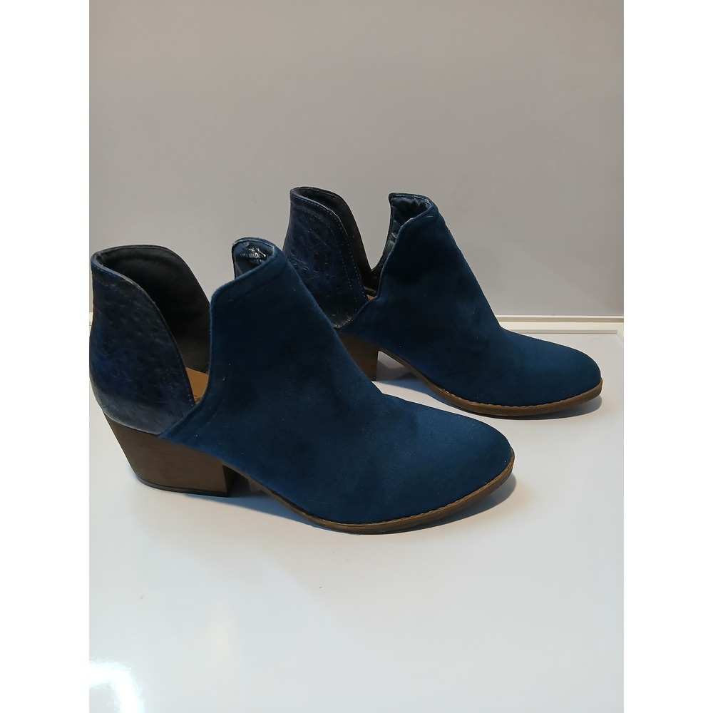 Boutique by Corkys Womens Blue Suede Cutout‎ Ankle Booties Block Heel Size 41